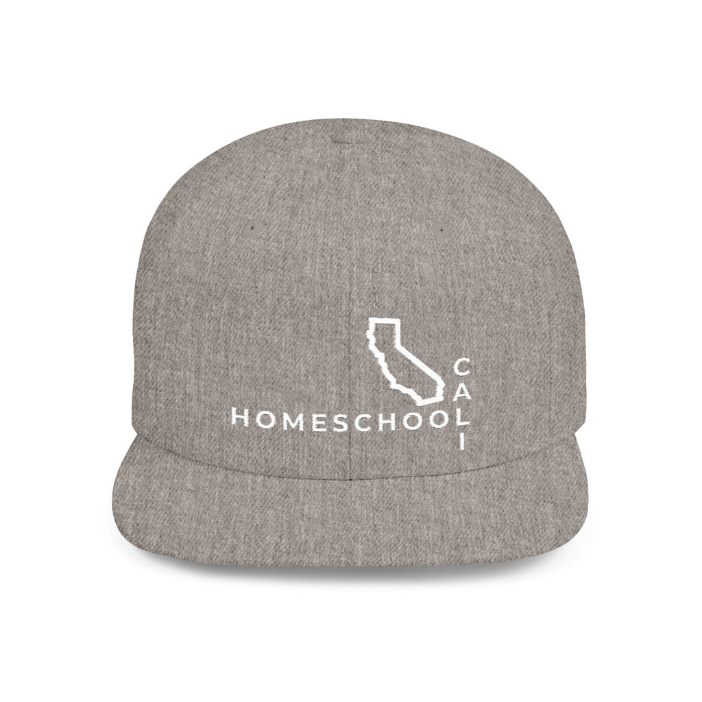 California Homeschool Flat Bill Snapback Hat (WHITE embroidery)
