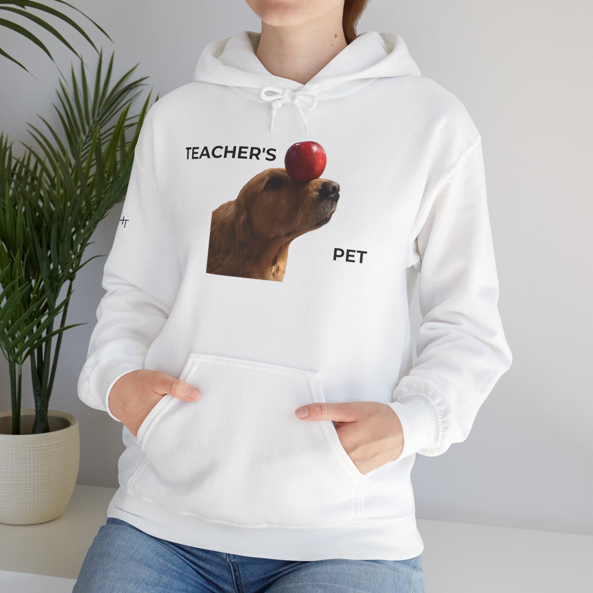 Teacher’s Pet Hoodie – Funny Dog with Apple Design