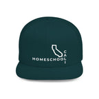 California Homeschool Flat Bill Snapback Hat (WHITE embroidery)