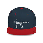Florida Homeschool Flat Bill Snapback Hat (WHITE embroidery)
