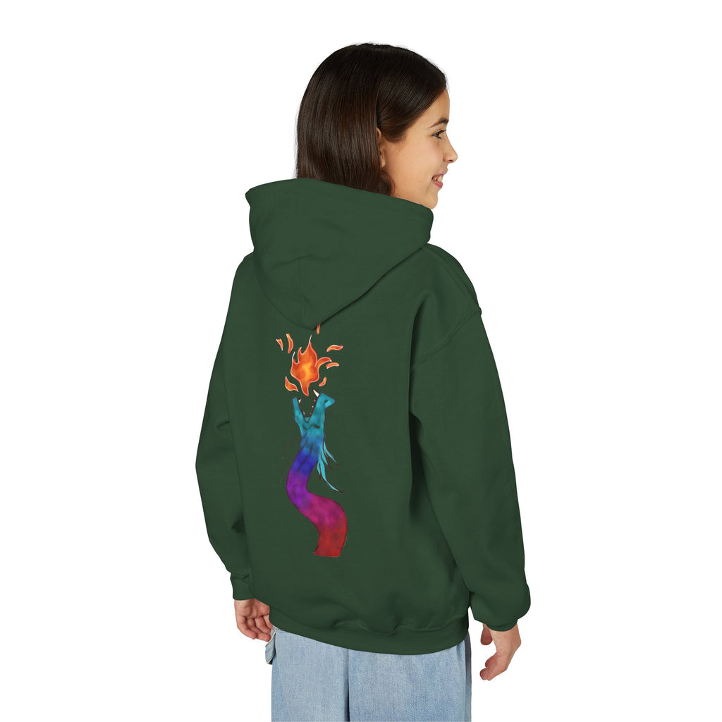 Youth Hoodie — Colorful Fire-Breathing Dragon Graphic