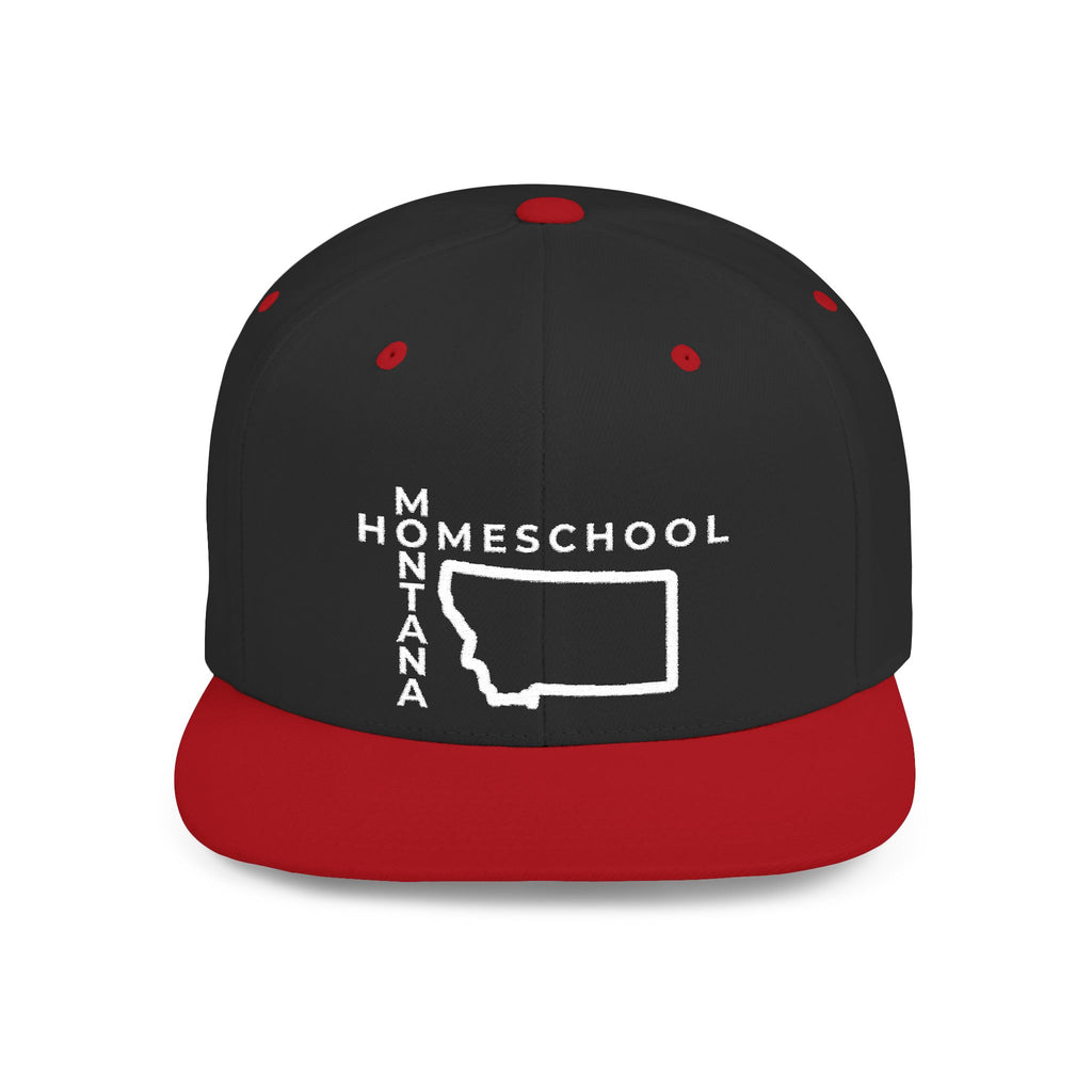 Montana Homeschool Flat Bill Snapback Hat (WHITE embroidery)