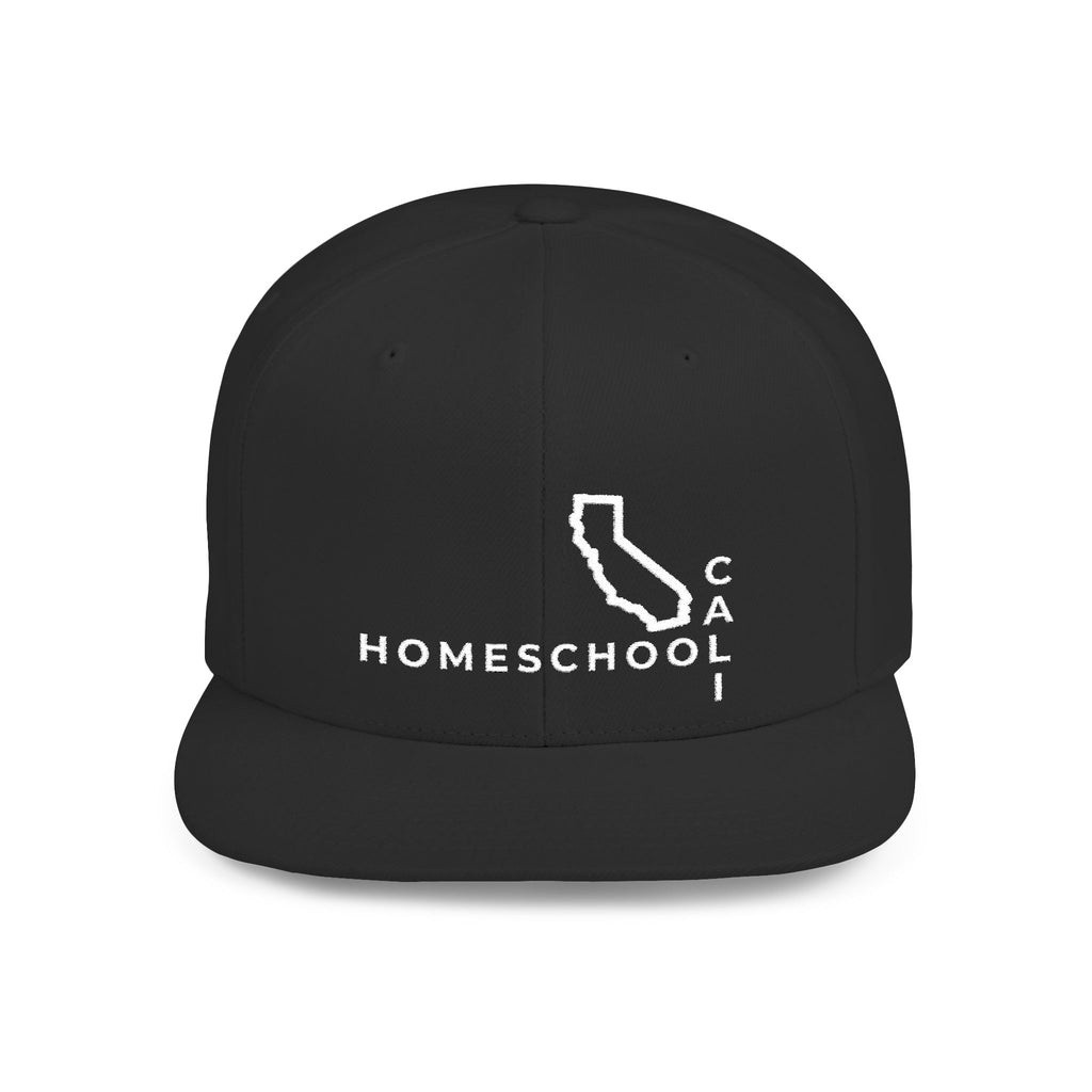 California Homeschool Flat Bill Snapback Hat (WHITE embroidery)