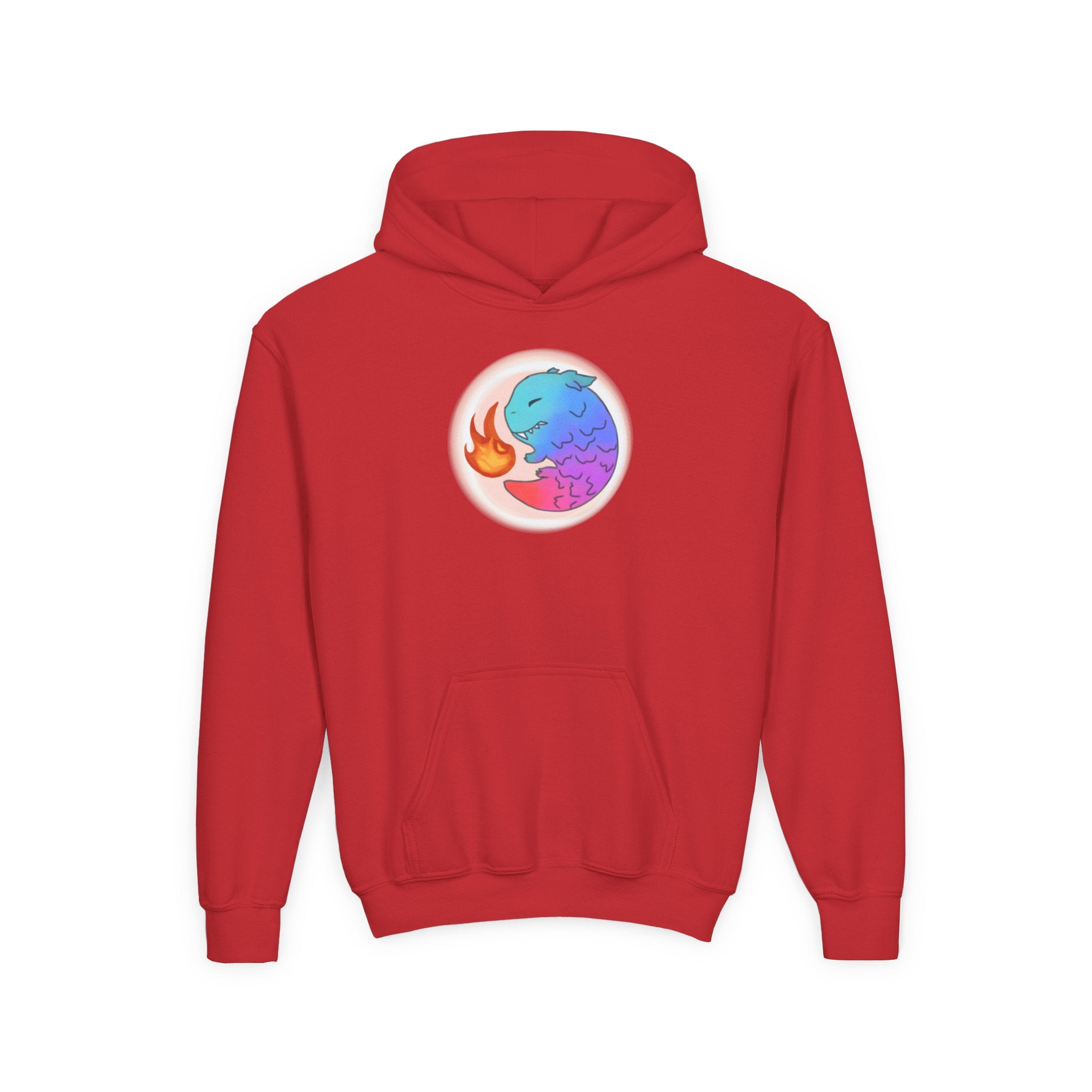 Youth Hoodie — Colorful Fire-Breathing Dragon Graphic