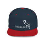 California Homeschool Flat Bill Snapback Hat (WHITE embroidery)