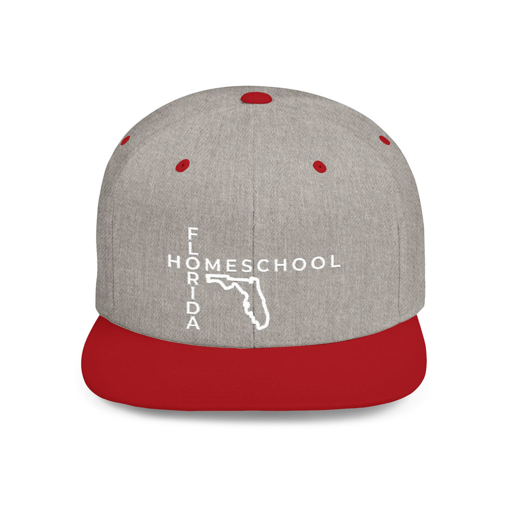 Florida Homeschool Flat Bill Snapback Hat (WHITE embroidery)