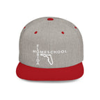 Florida Homeschool Flat Bill Snapback Hat (WHITE embroidery)