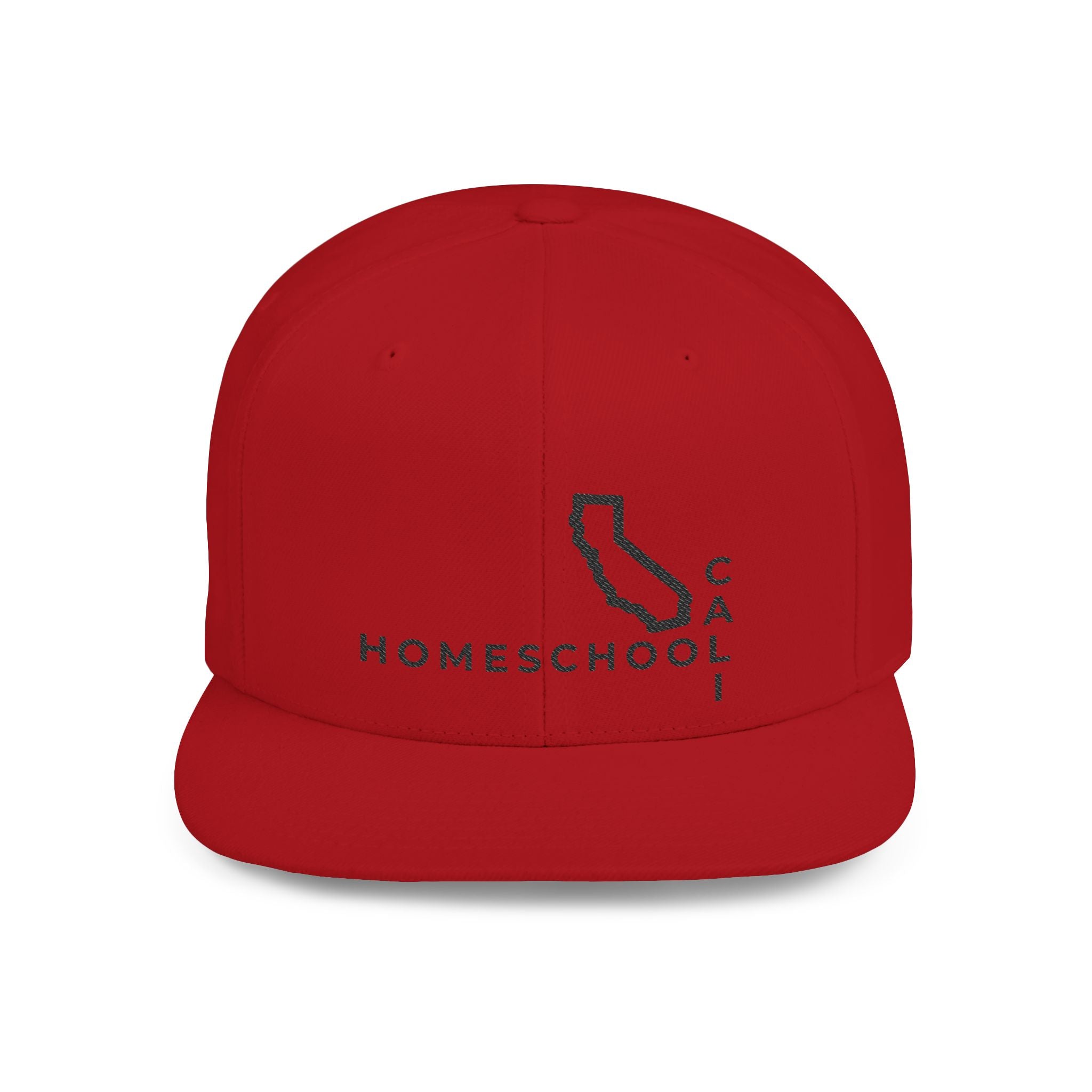 California Homeschool Flat Bill Snapback Hat (BLACK embroidery)