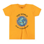 Youth T‑Shirt — "The World Is My Classroom" Globe Tee for Young Explorers