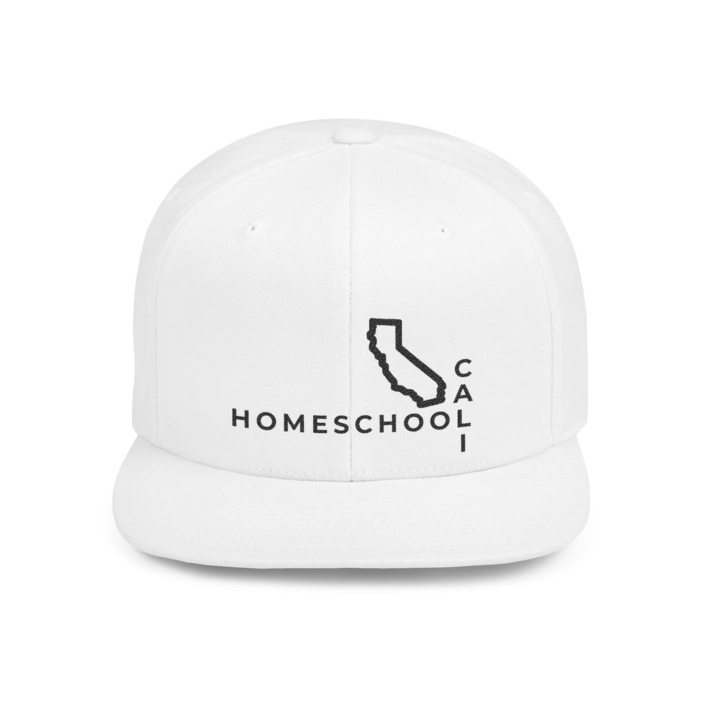California Homeschool Flat Bill Snapback Hat (BLACK embroidery)