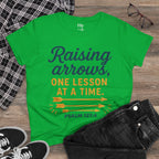 Raising Arrows T-Shirt — "Raising arrows, one lesson at a time. Psalm 127:4" Faith Mom Tee