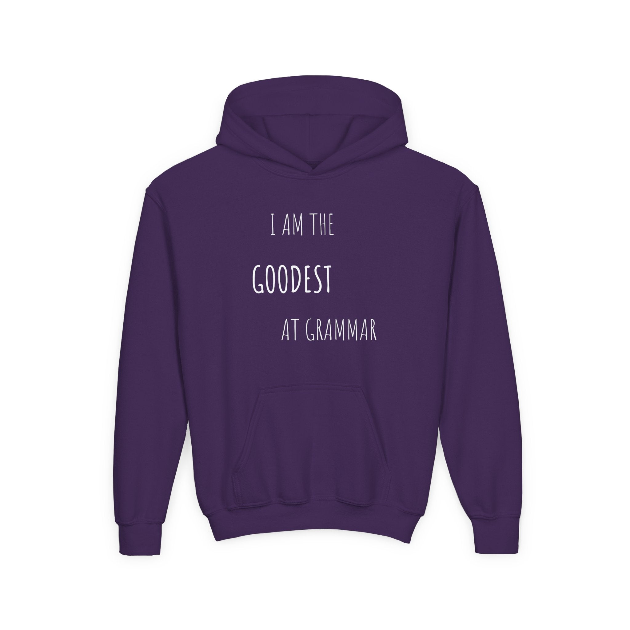 Youth Hoodie – “I Am the Goodest at Grammar” Funny Kids Sweatshirt