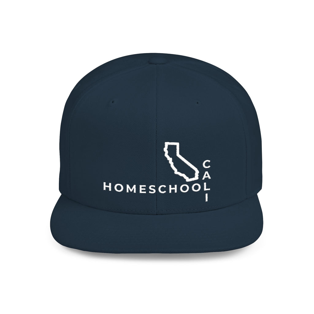 California Homeschool Flat Bill Snapback Hat (WHITE embroidery)