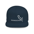 California Homeschool Flat Bill Snapback Hat (WHITE embroidery)