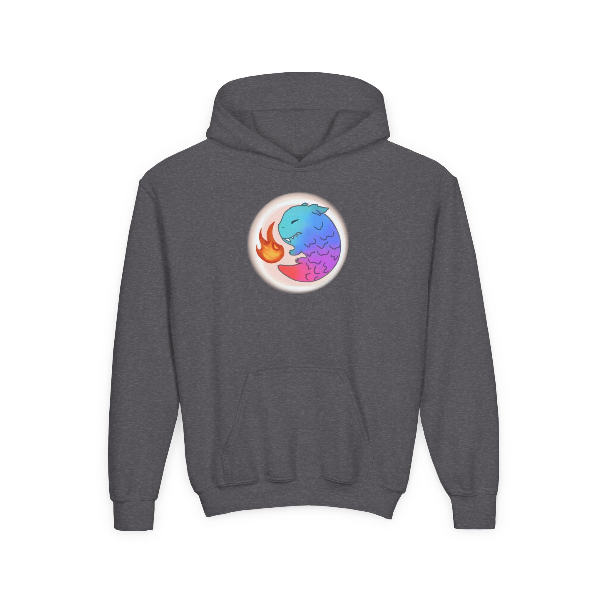Youth Hoodie — Colorful Fire-Breathing Dragon Graphic