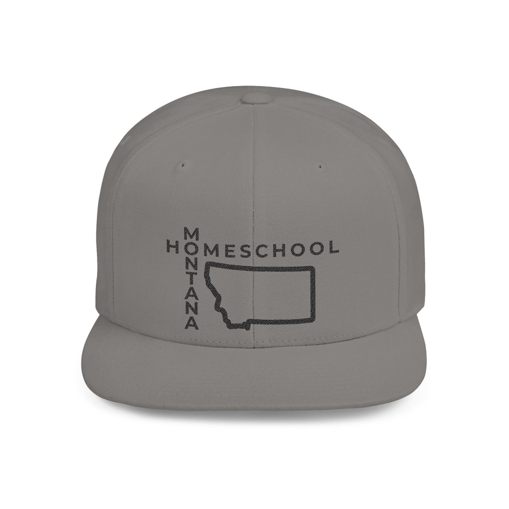 Montana Homeschool Flat Bill Snapback Hat (BLACK embroidery)