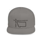 Montana Homeschool Flat Bill Snapback Hat (BLACK embroidery)