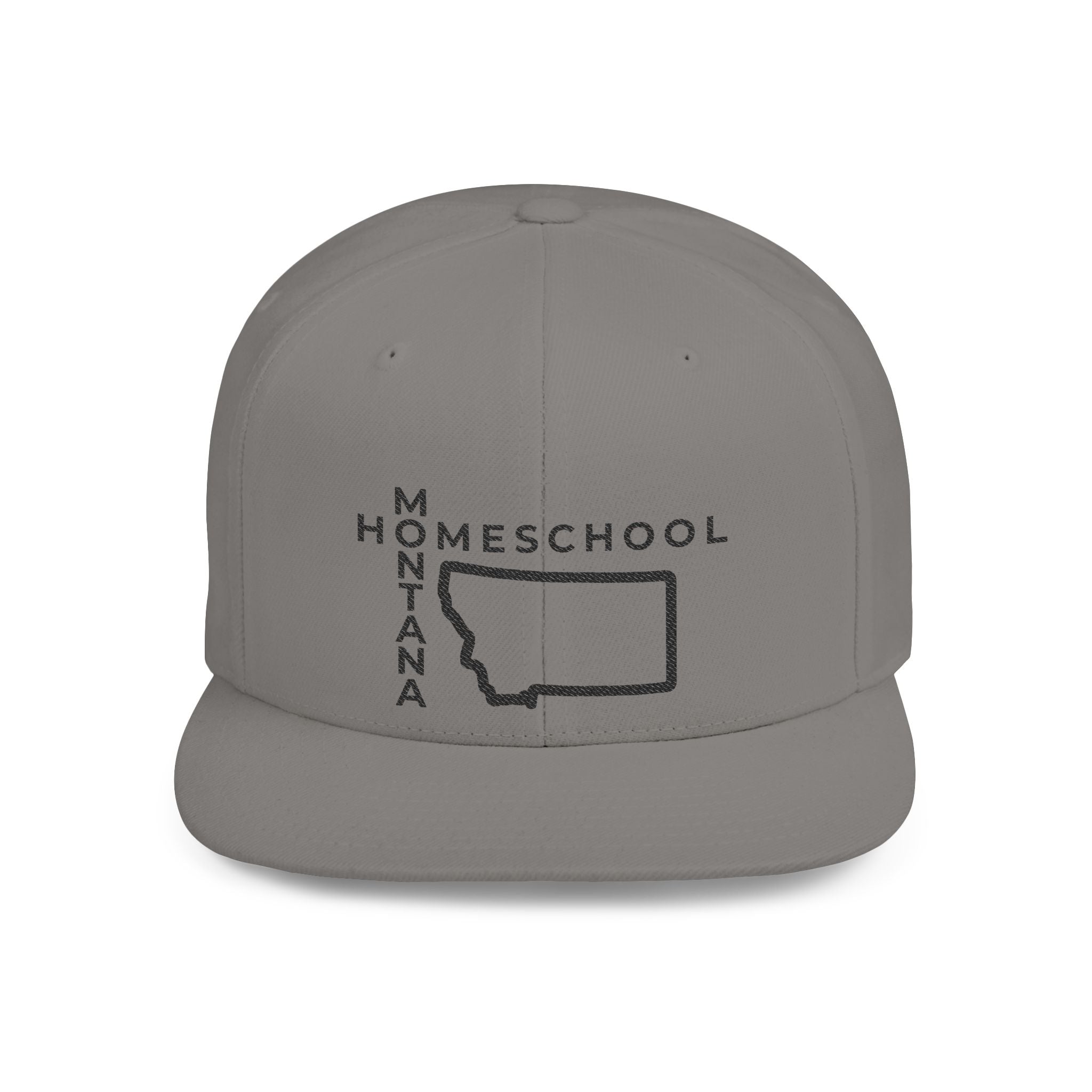Montana Homeschool Flat Bill Snapback Hat (BLACK embroidery)