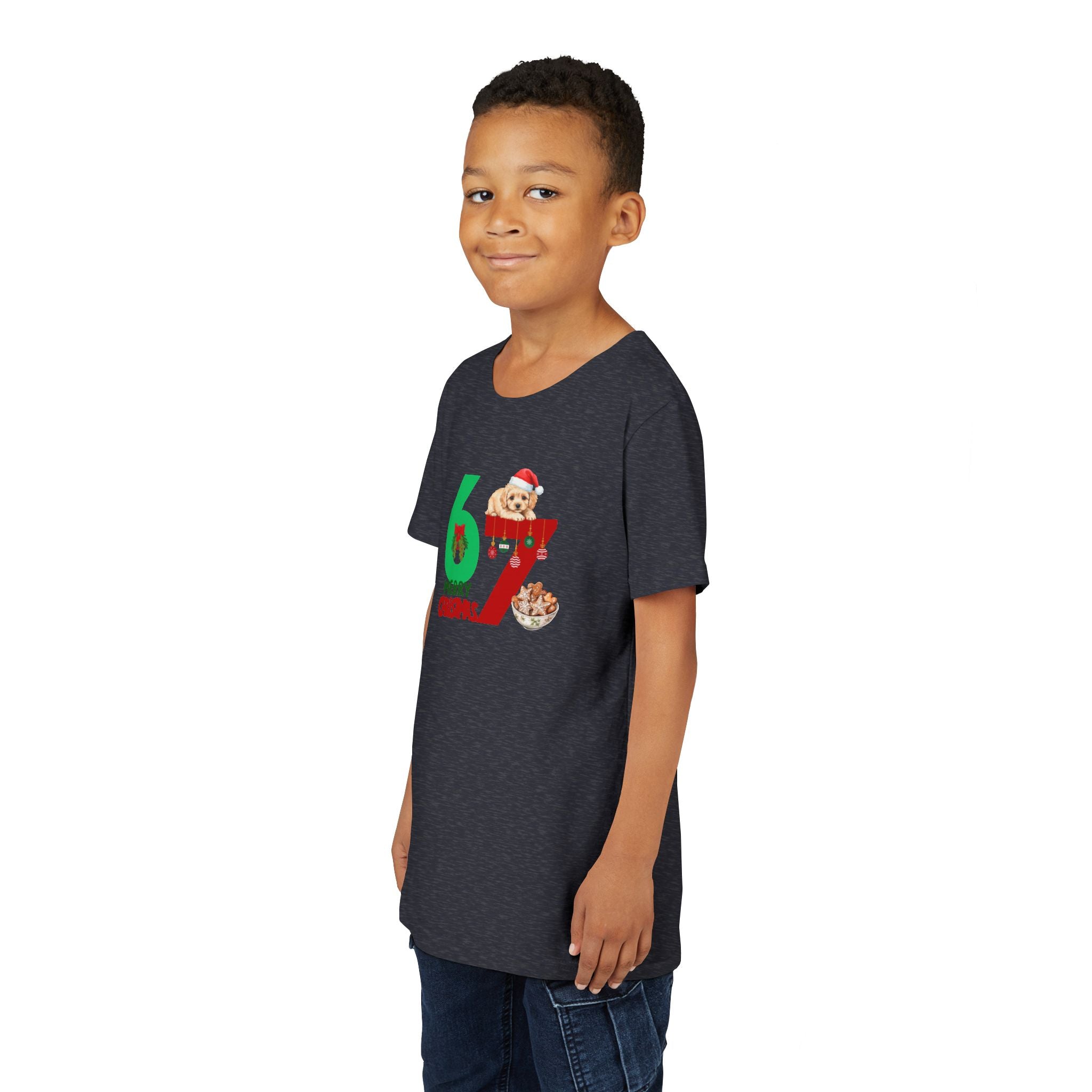 Youth Tee – '67 Merry Christmas' Cute Puppy Holiday Shirt