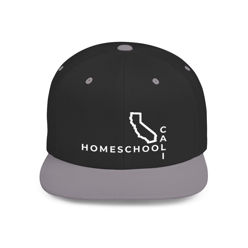 California Homeschool Flat Bill Snapback Hat (WHITE embroidery)
