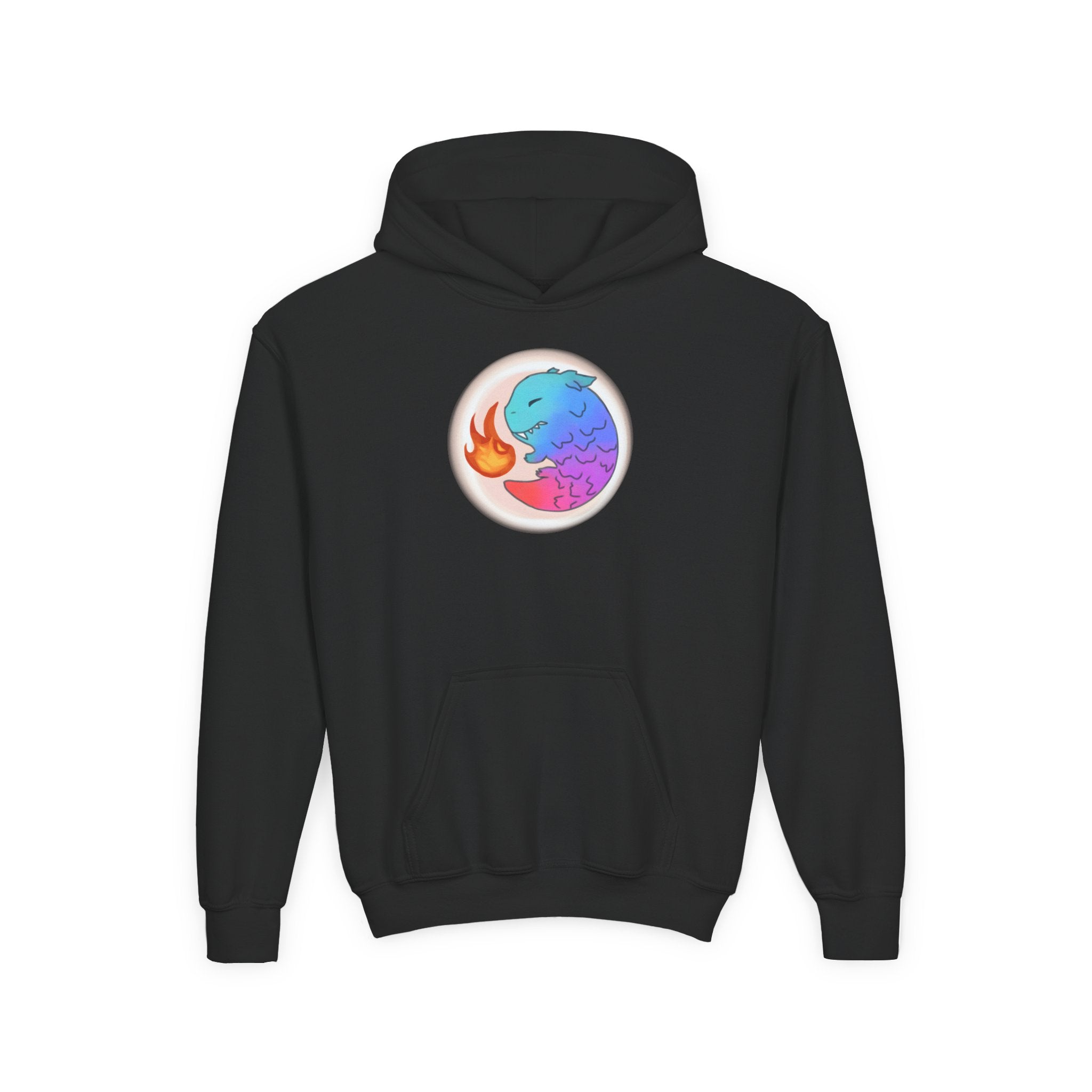 Youth Hoodie — Colorful Fire-Breathing Dragon Graphic