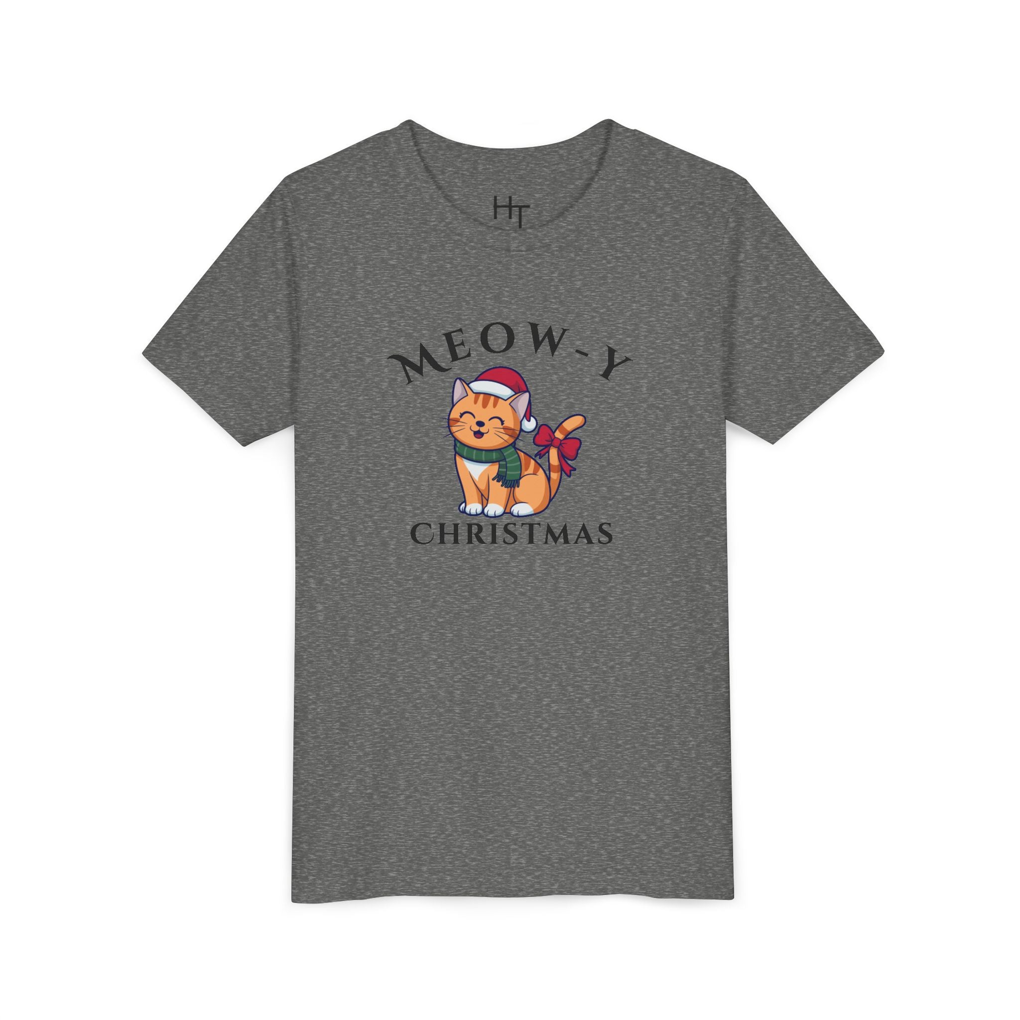 Youth Tee - "Meow-y Christmas" Cute Cat Kids Holiday T-Shirt