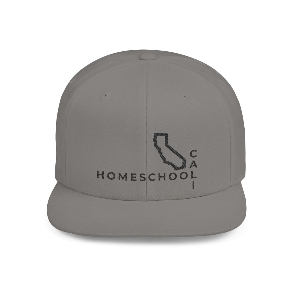 California Homeschool Flat Bill Snapback Hat (BLACK embroidery)