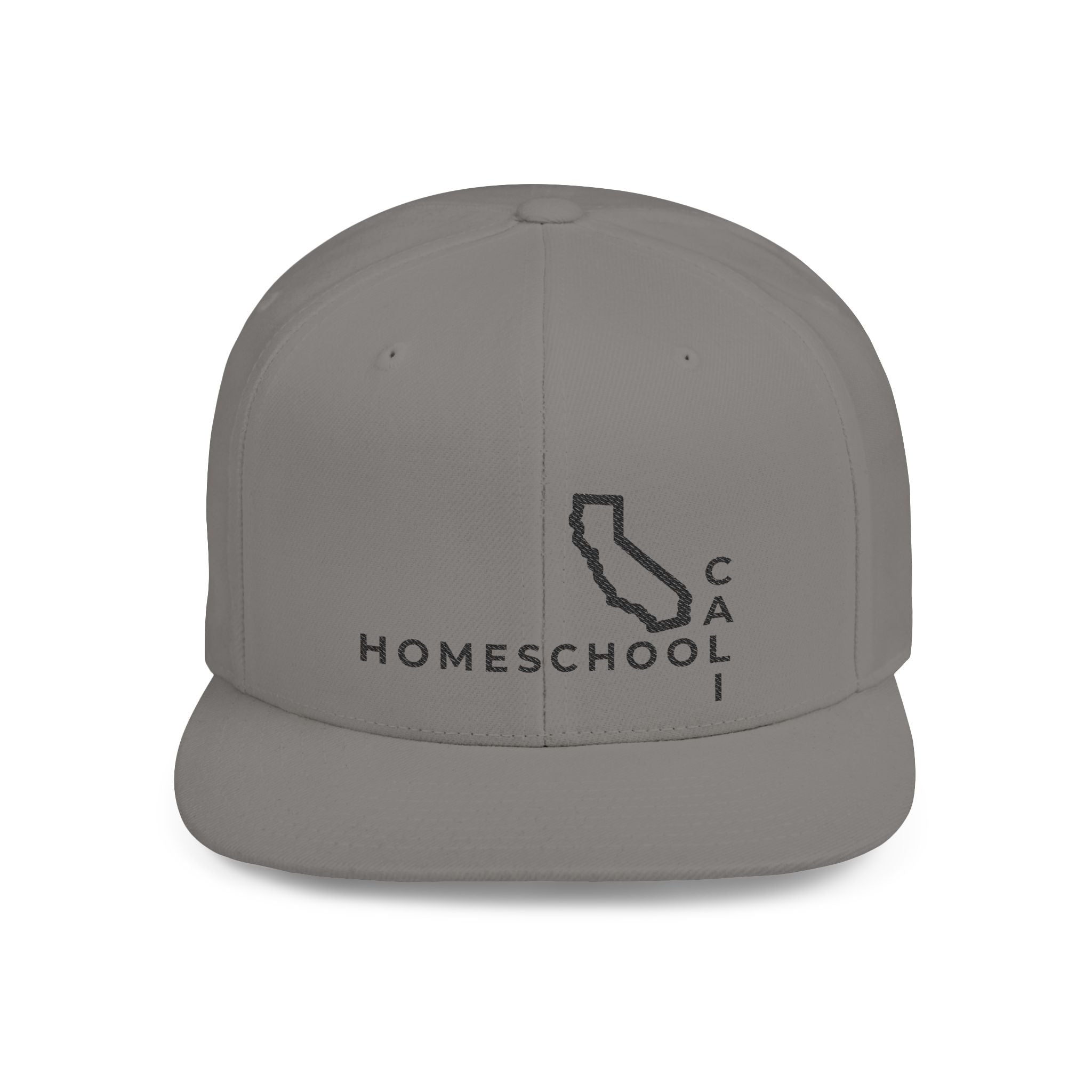 California Homeschool Flat Bill Snapback Hat (BLACK embroidery)