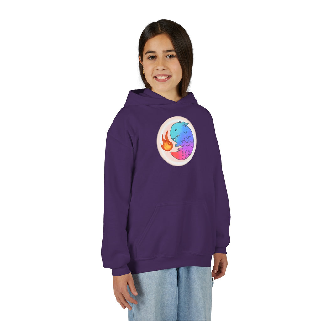 Youth Hoodie — Colorful Fire-Breathing Dragon Graphic