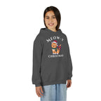 Meowy Christmas Youth Hoodie — Cute Cat Santa Holiday Sweatshirt
