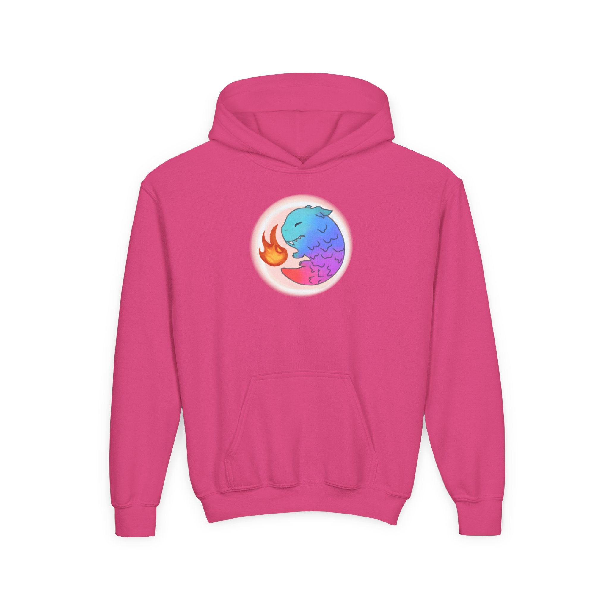 Youth Hoodie — Colorful Fire-Breathing Dragon Graphic