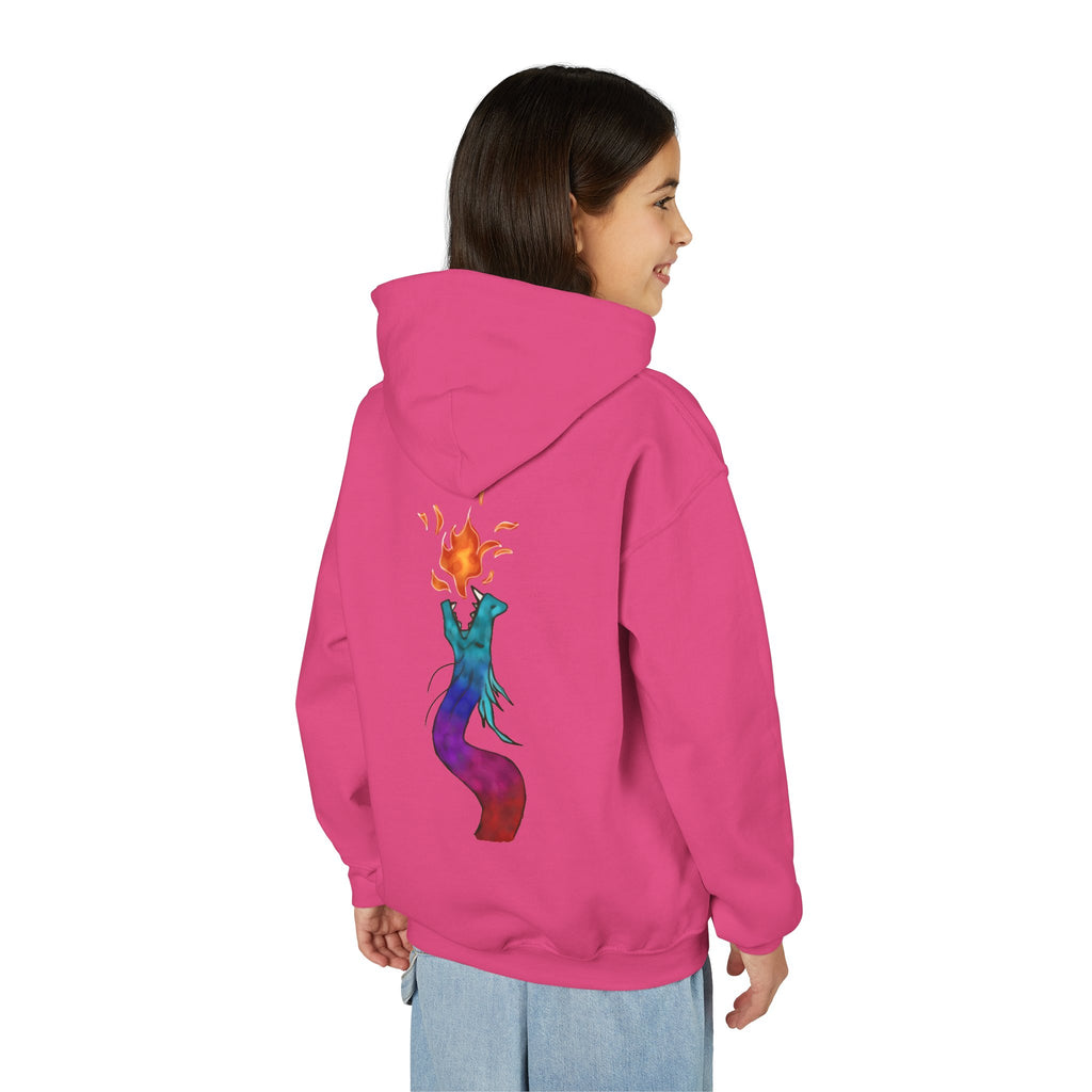 Youth Hoodie — Colorful Fire-Breathing Dragon Graphic