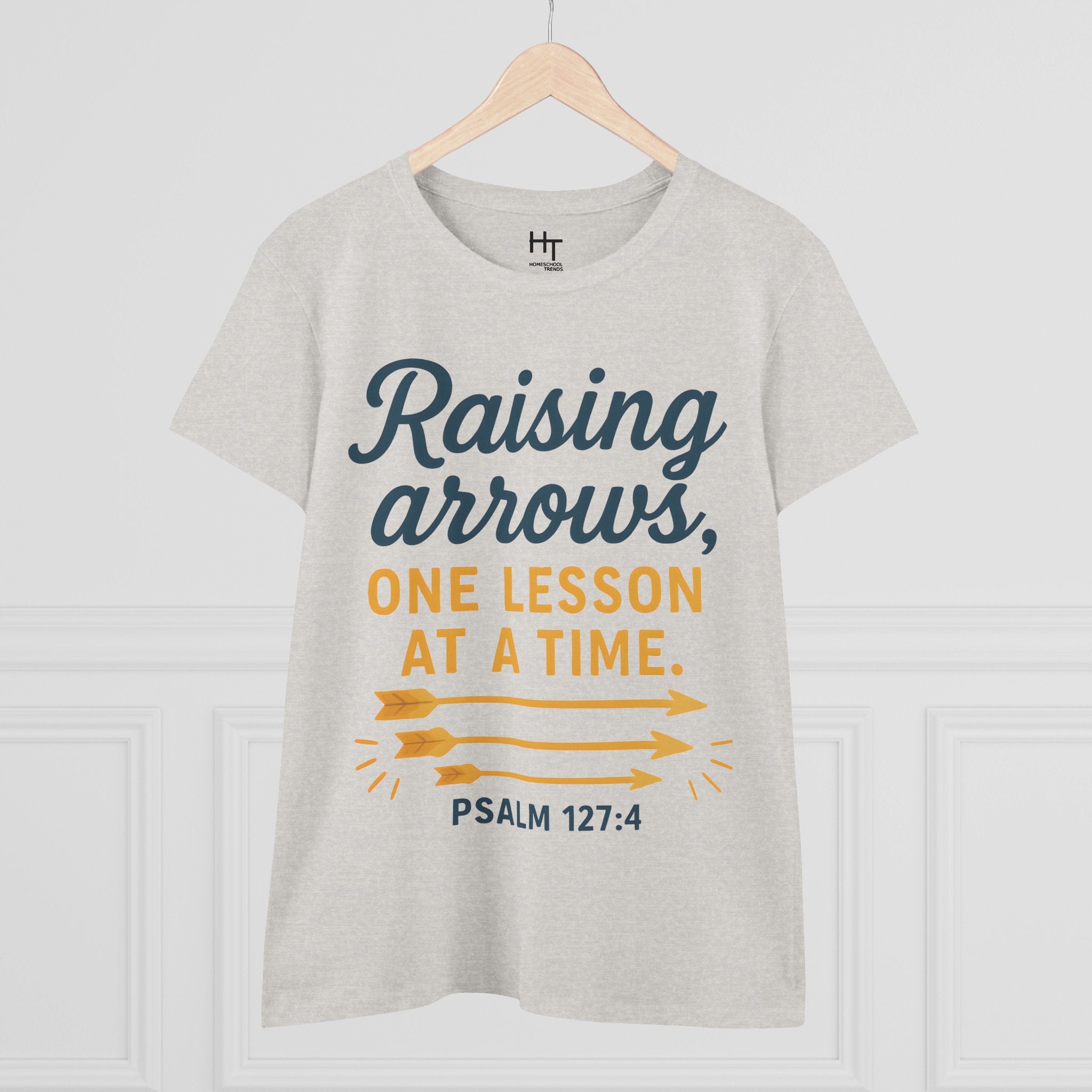 Raising Arrows T-Shirt — "Raising arrows, one lesson at a time. Psalm 127:4" Faith Mom Tee