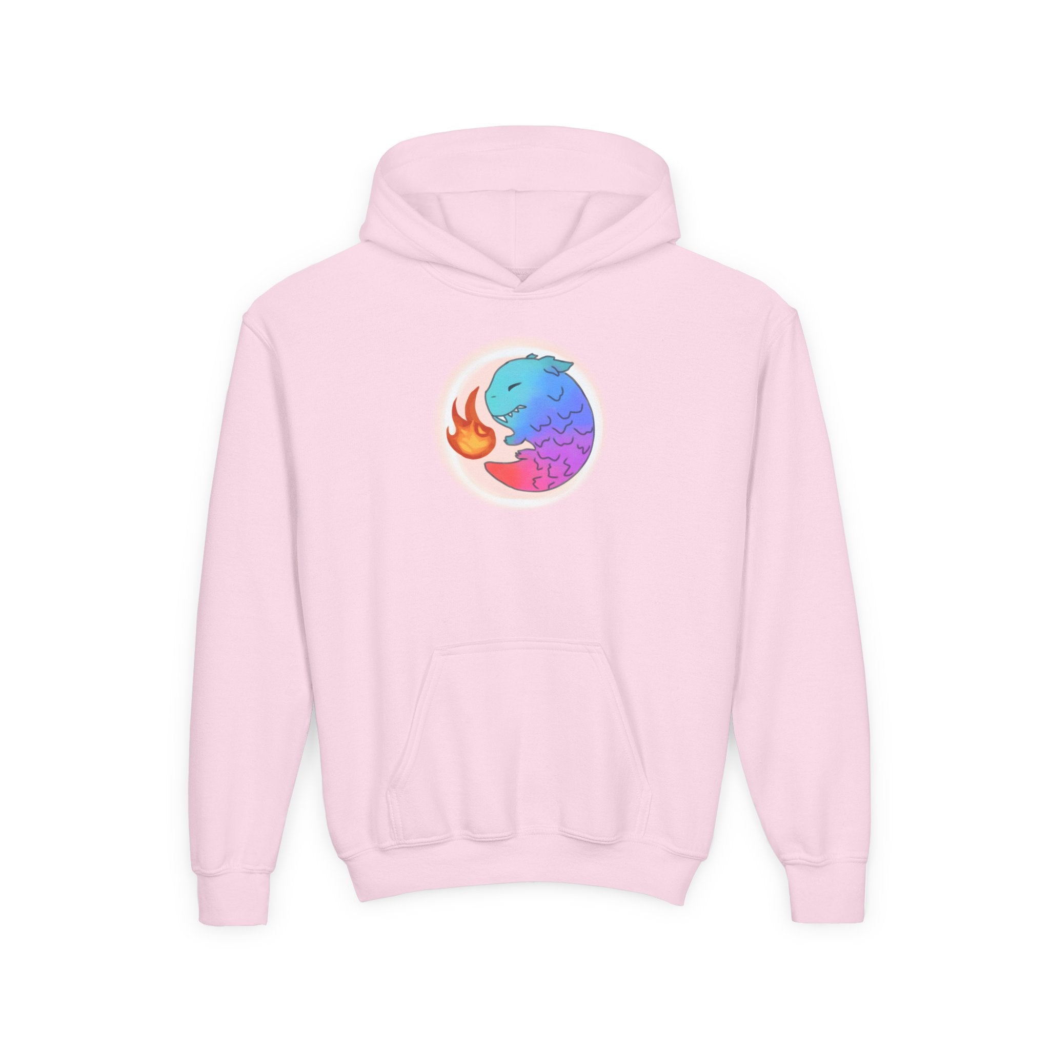 Youth Hoodie — Colorful Fire-Breathing Dragon Graphic
