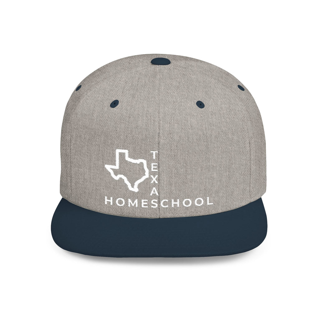 Texas Homeschool Flat Bill Snapback Hat (WHITE embroidery)