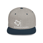 Texas Homeschool Flat Bill Snapback Hat (WHITE embroidery)