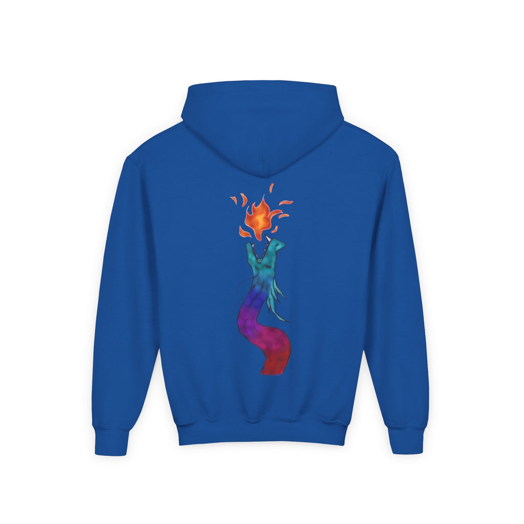 Youth Hoodie — Colorful Fire-Breathing Dragon Graphic