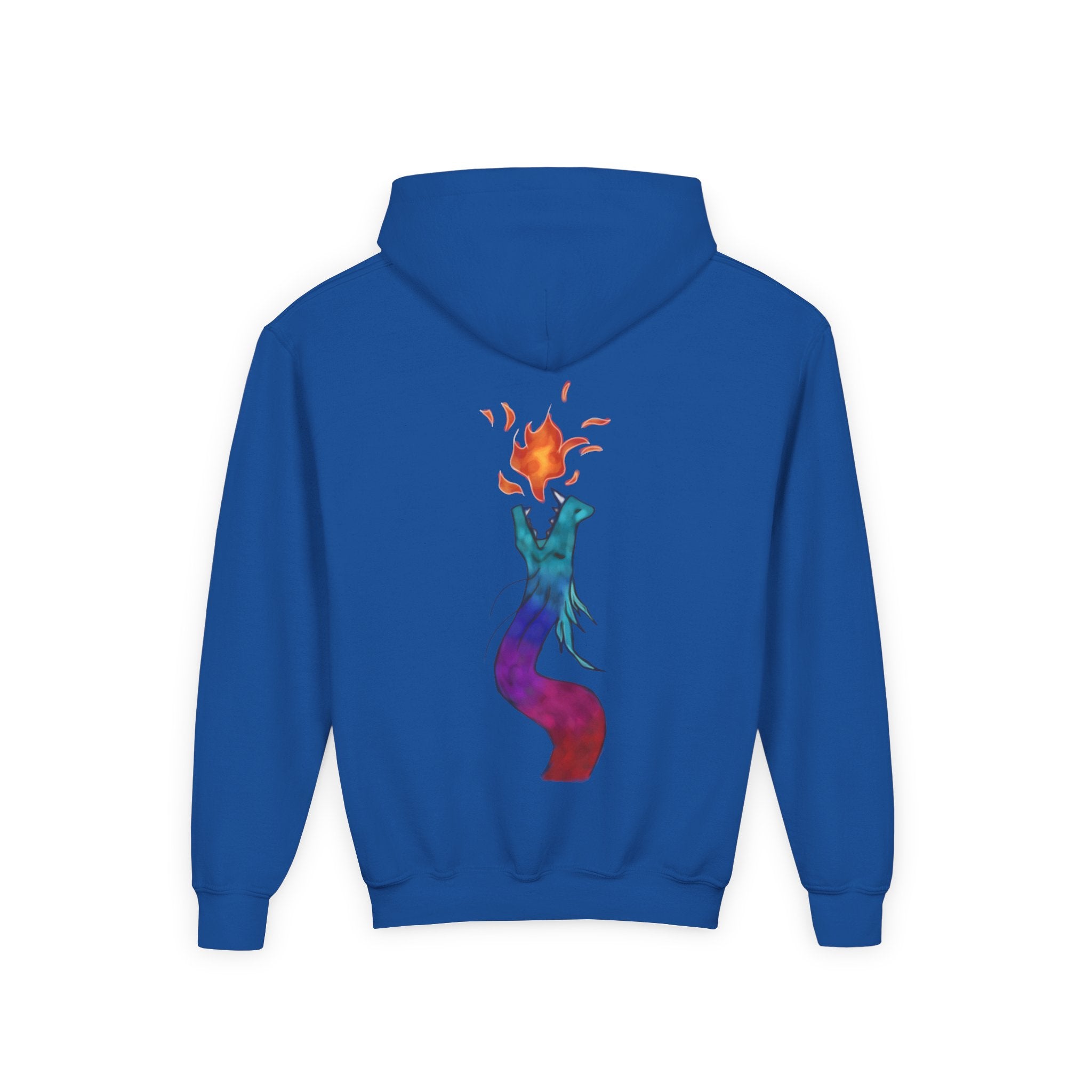 Youth Hoodie — Colorful Fire-Breathing Dragon Graphic