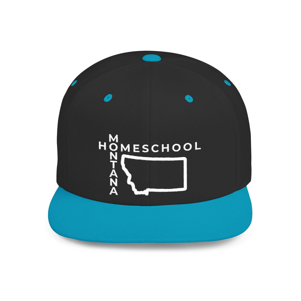 Montana Homeschool Flat Bill Snapback Hat (WHITE embroidery)