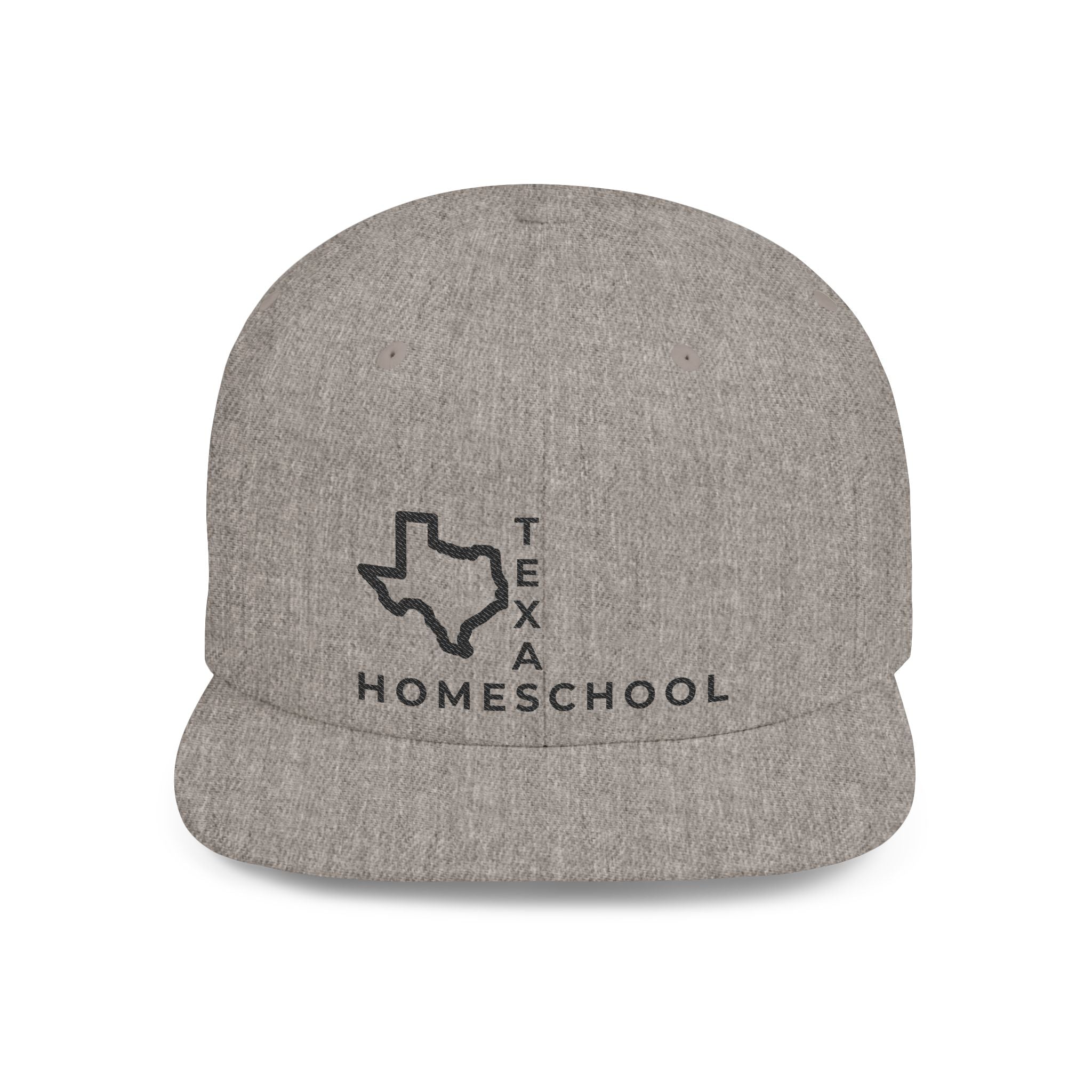 Texas Homeschool Flat Bill Snapback Hat (BLACK embroidery)