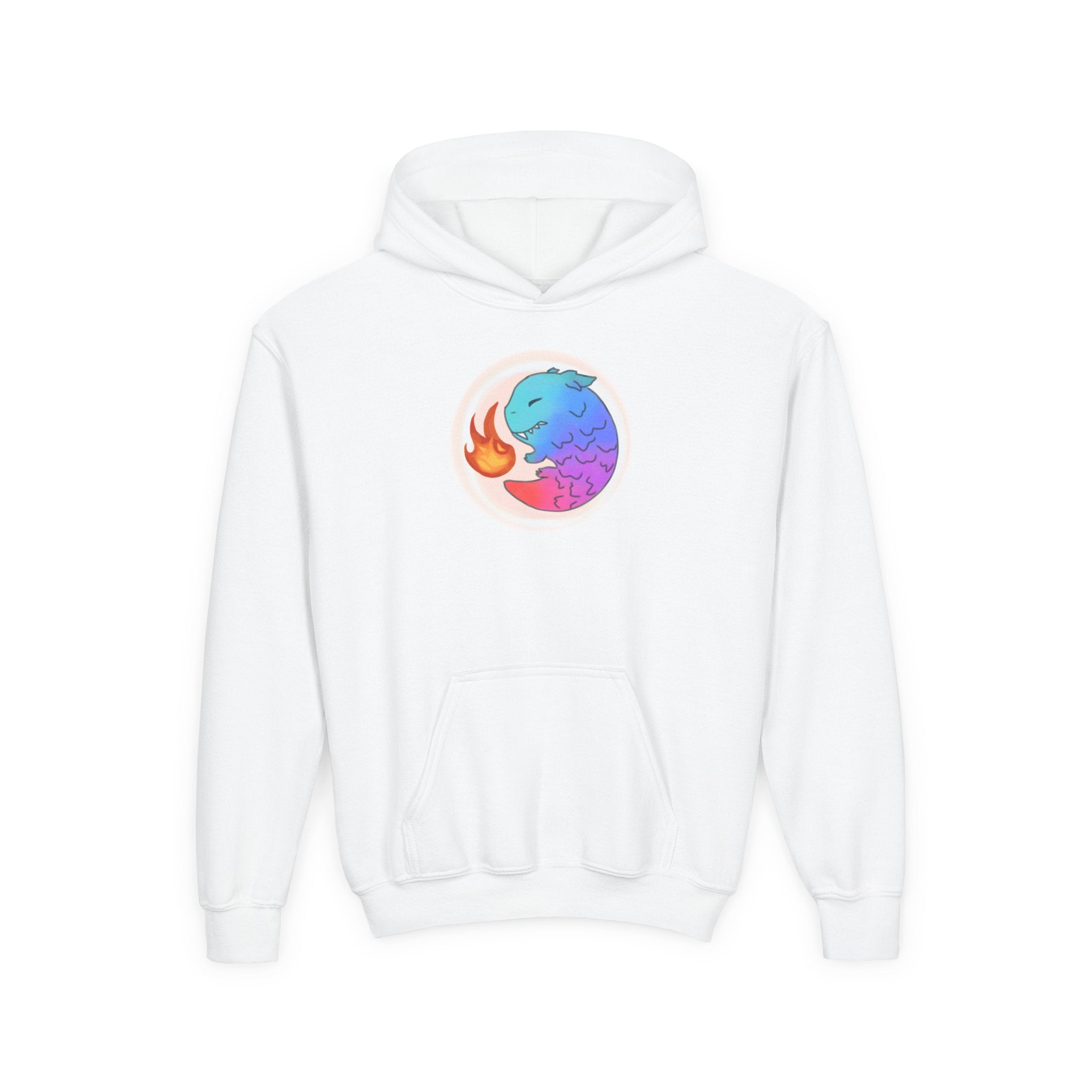 Youth Hoodie — Colorful Fire-Breathing Dragon Graphic