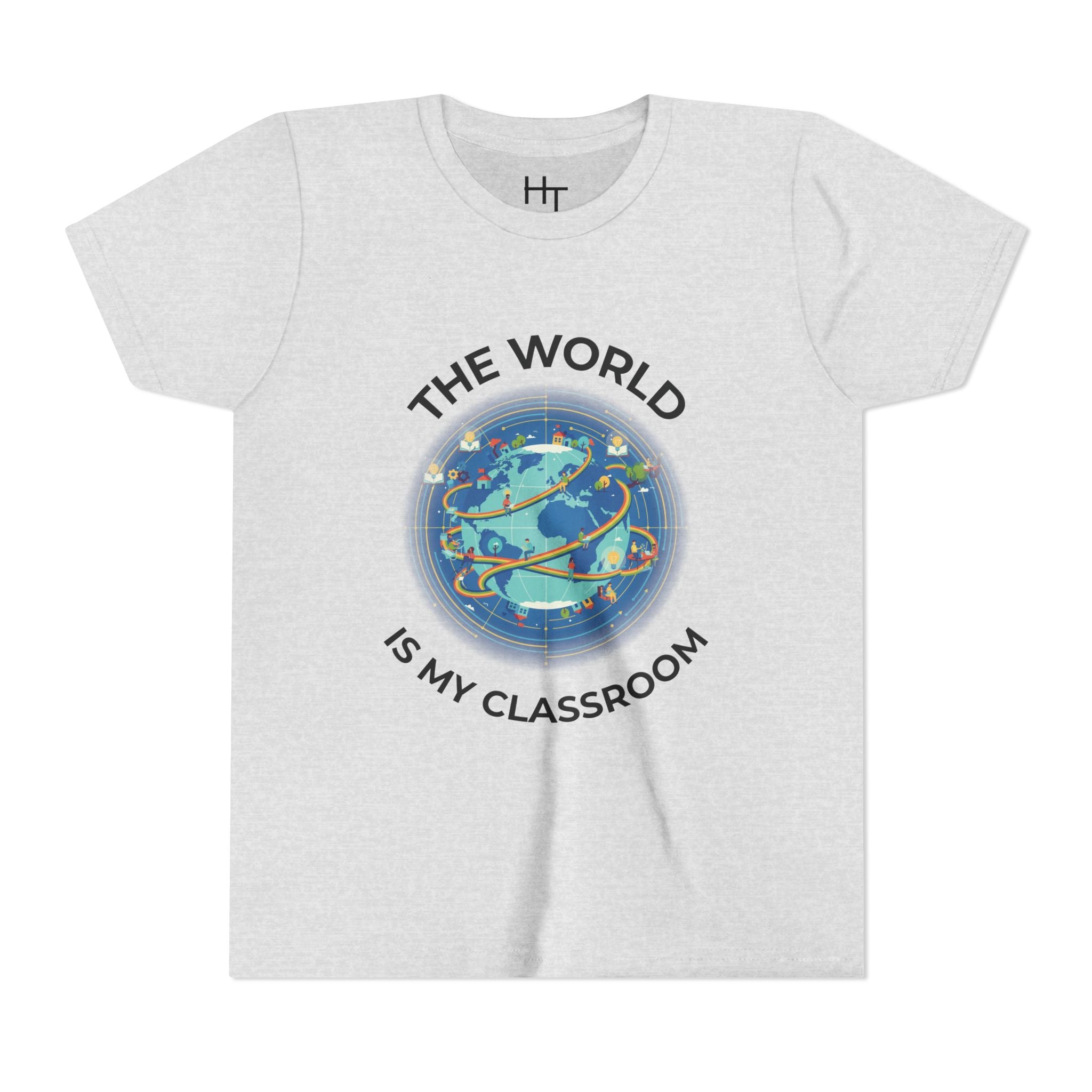 Youth T‑Shirt — "The World Is My Classroom" Globe Tee for Young Explorers