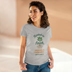 Rooted in Faith Women's Tee — "Growing in Knowledge" Colossians 2:7 Christian T-Shirt