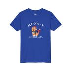 Youth Tee - "Meow-y Christmas" Cute Cat Kids Holiday T-Shirt