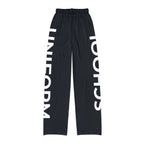 Kids Lounge Pants — Black AOP with Bold 'SCHOOL' and 'UNIFORM' side strips