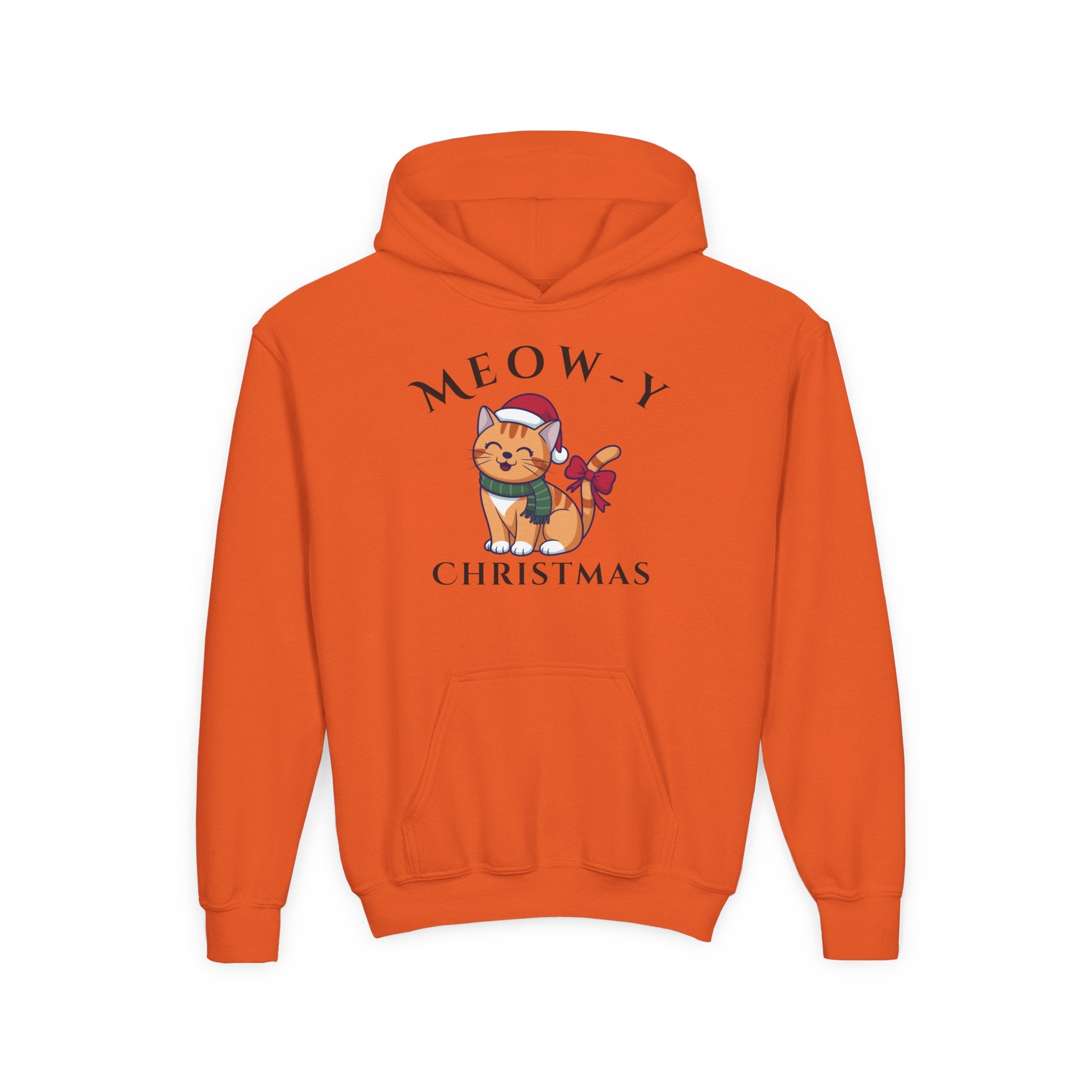 Meowy Christmas Youth Hoodie — Cute Cat Santa Holiday Sweatshirt