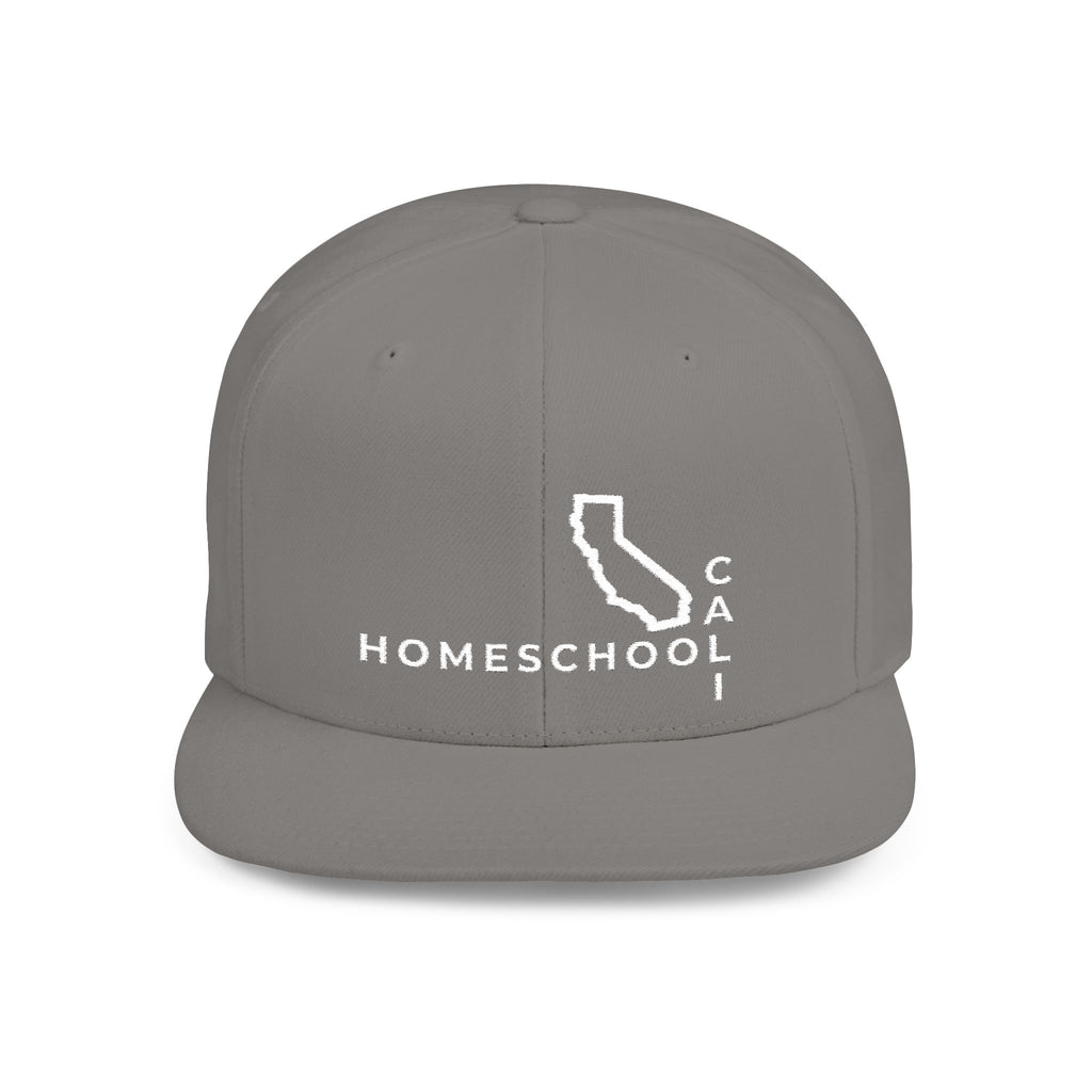 California Homeschool Flat Bill Snapback Hat (WHITE embroidery)