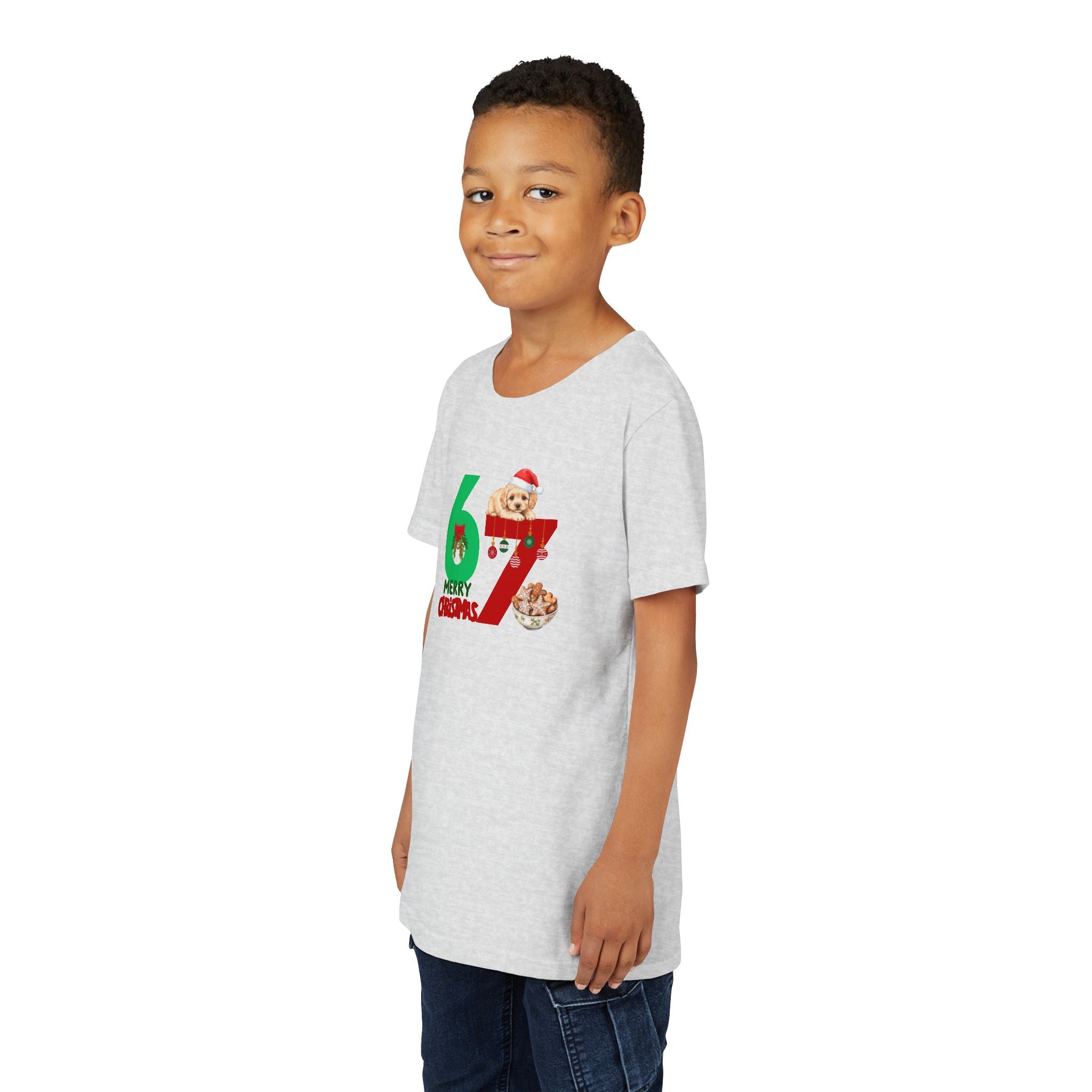 Youth Tee – '67 Merry Christmas' Cute Puppy Holiday Shirt