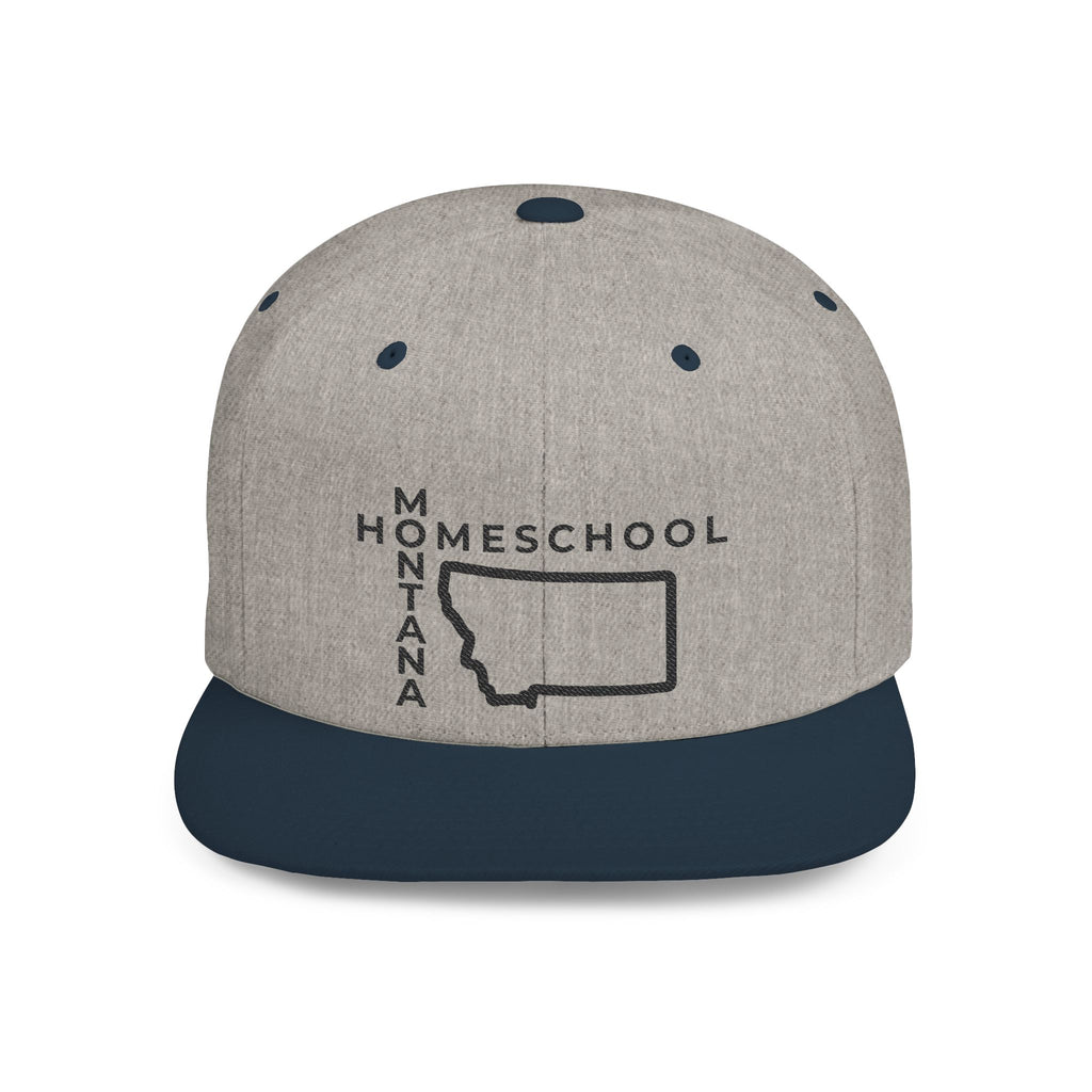 Montana Homeschool Flat Bill Snapback Hat (BLACK embroidery)