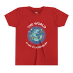 Youth T‑Shirt — "The World Is My Classroom" Globe Tee for Young Explorers